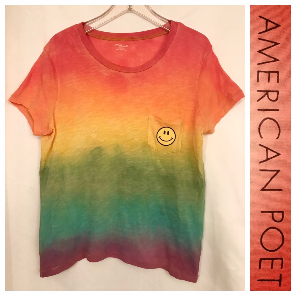 ✨ReNEW’d🎨 MADEWELL Rainbow Smiley Pocket T-SHIRT